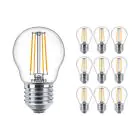 Confezione Multipack 10x Philips Corepro LEDluster E27 Sferica Filamento Chiara 4.3W 470lm - 827 Bianco Molto Caldo | Sostitutiva 40W